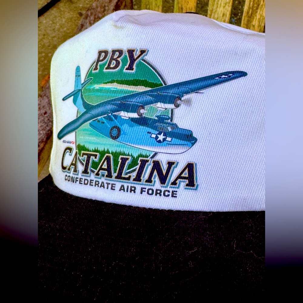 NWT 80s Trucker Hat PBY Catalina Confederate Air Force Two-Tone Double SnapBack